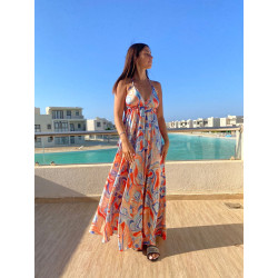 Stefani Satin Backless Summer Dress - Colorful