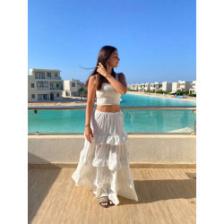 White Alaia Ruffled Skirt