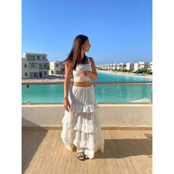 White Alaia Ruffled Skirt