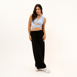 Cynthia Sexy Plain Tie Back Wide Strap Women's Top