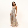 STEFANI WOMEN SATIN BACKLESS SUMMER DRESS - Blue