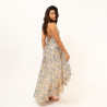 STEFANI WOMEN SATIN BACKLESS SUMMER DRESS - Blue