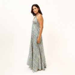 Stefani Women Satin Backless Summer Dress - Green