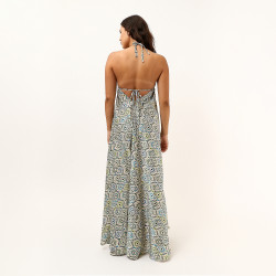 Stefani Women Satin Backless Summer Dress - Green
