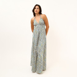 Stefani Women Satin Backless Summer Dress - Green