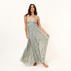 Stefani Women Satin Backless Summer Dress - Green