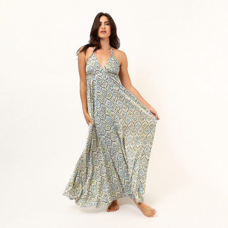 Stefani Women Satin Backless Summer Dress - Green