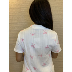 Bow Printed Sweet Sleepwear Pyjama Set