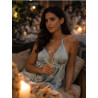 Stefani Women Mint Satin Backless Evening Dress